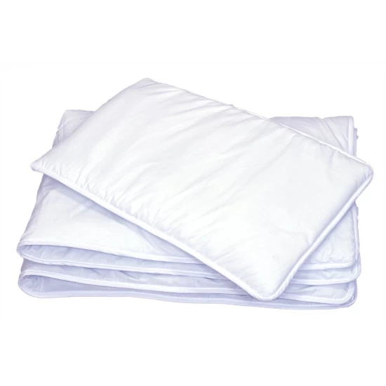 Set pilota 135 x 100 cm si perna 40 x 60 cm pentru copii, bumbac satin premium si umplutura hipoalergenica BabySoft, Alb