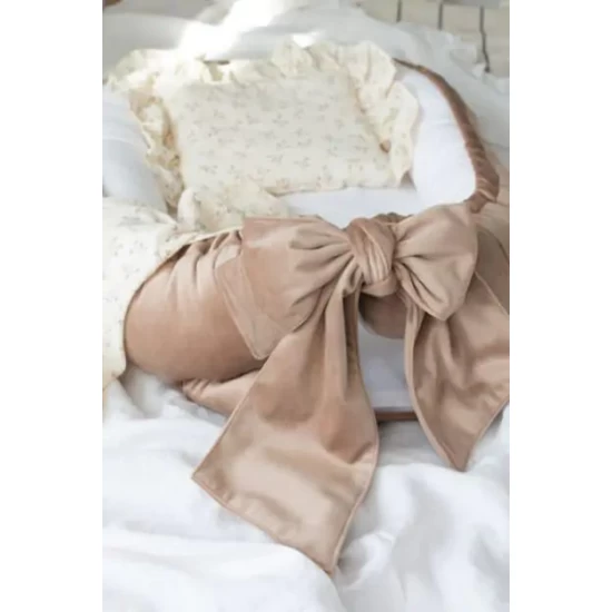 Suport de dormit Babynest Premium Bumbac Organic si Catifea Bej cu Funda by BabyLy, 80x50 cm