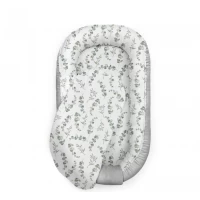 Suport de dormit Babynest Premium Bumbac si Catifea Eucalipt Soft Grey by BabySteps 70x35 cm