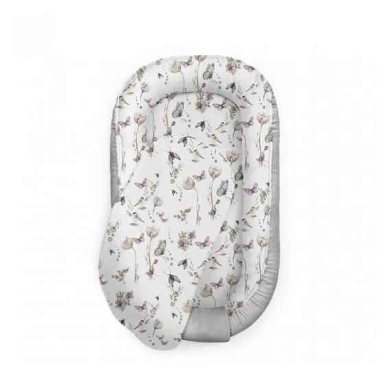 Suport de dormit Babynest Premium Bumbac si Catifea Nature Soft Grey by BabySteps 70x35 cm