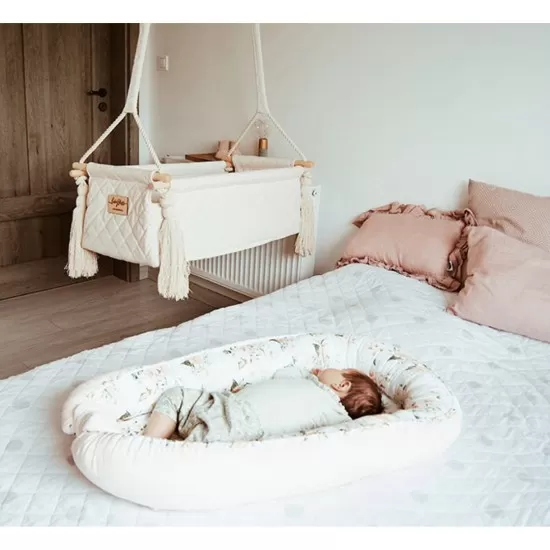 Suport de dormit Babynest Premium Bumbac si Catifea Nature Soft Grey by BabySteps 70x35 cm