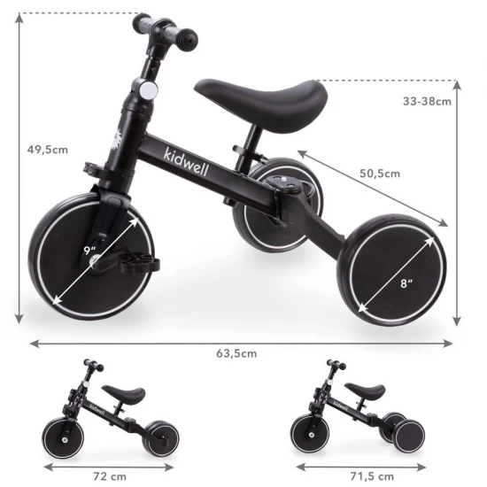 Tricicleta si bicicleta Pico Black 3 in 1 Kidwell