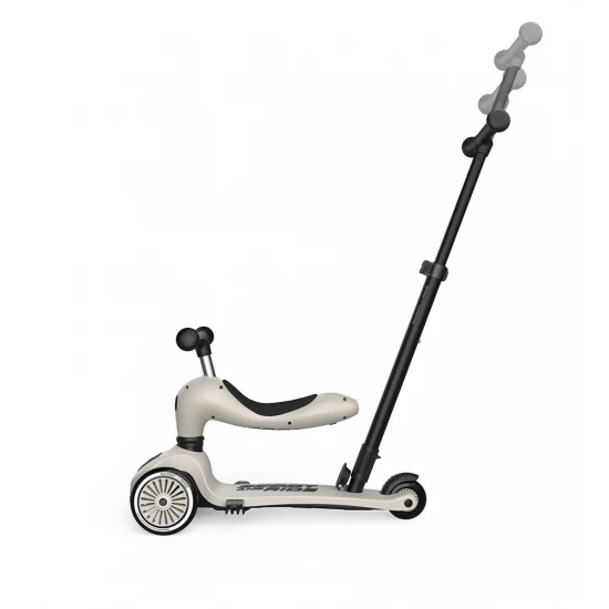 Trotineta copii cu sezut si maner, transformabila 3 in 1, Highwaykick 1 Push and Go Ash, 1-5 ani, pana la 50 kg, Scoot and Ride