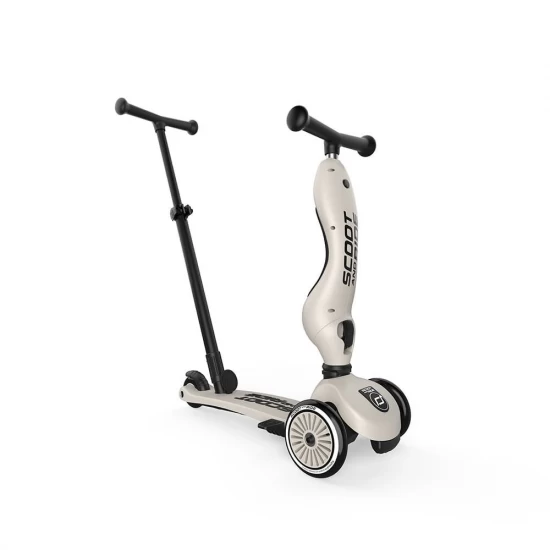 Trotineta copii cu sezut si maner, transformabila 3 in 1, Highwaykick 1 Push and Go Ash, 1-5 ani, pana la 50 kg, Scoot and Ride