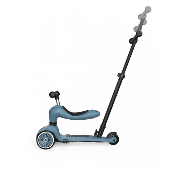 Trotineta copii cu sezut si maner, transformabila 3in1, Highwaykick 1 Push and Go Steel, 1-5 ani, pana la 50 kg, Scoot  Ride