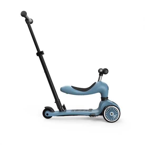 Trotineta copii cu sezut si maner, transformabila 3in1, Highwaykick 1 Push and Go Steel, 1-5 ani, pana la 50 kg, Scoot  Ride