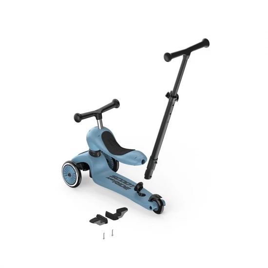 Trotineta copii cu sezut si maner, transformabila 3in1, Highwaykick 1 Push and Go Steel, 1-5 ani, pana la 50 kg, Scoot  Ride