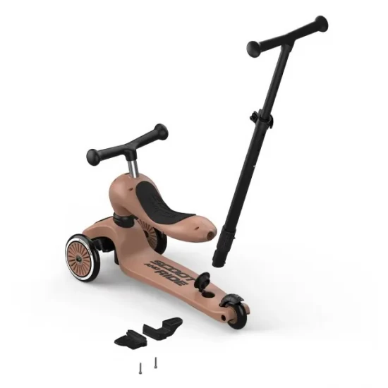 Trotineta copii transformabila 3 in 1 Highwaykick 1 Push and Go Mocha, 1-5 ani, pana la 50 kg, Scoot and Ride