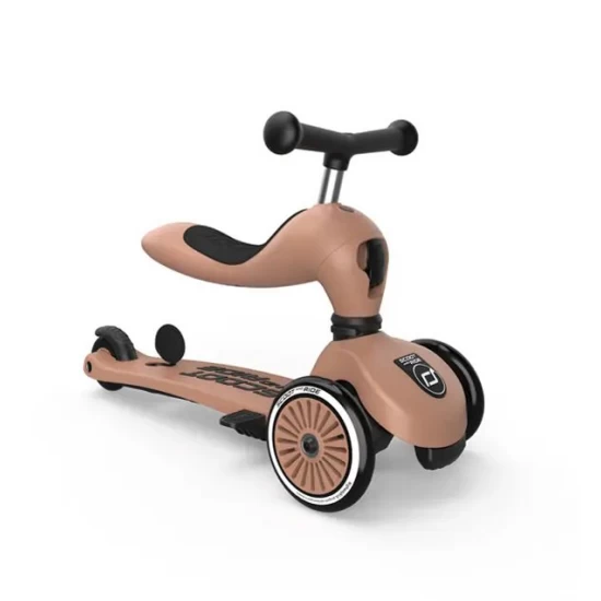 Trotineta copii transformabila 3 in 1 Highwaykick 1 Push and Go Mocha, 1-5 ani, pana la 50 kg, Scoot and Ride