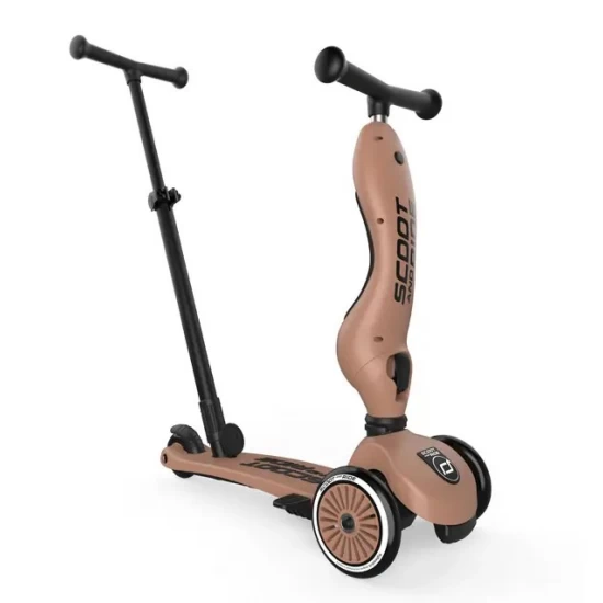 Trotineta copii transformabila 3 in 1 Highwaykick 1 Push and Go Mocha, 1-5 ani, pana la 50 kg, Scoot and Ride
