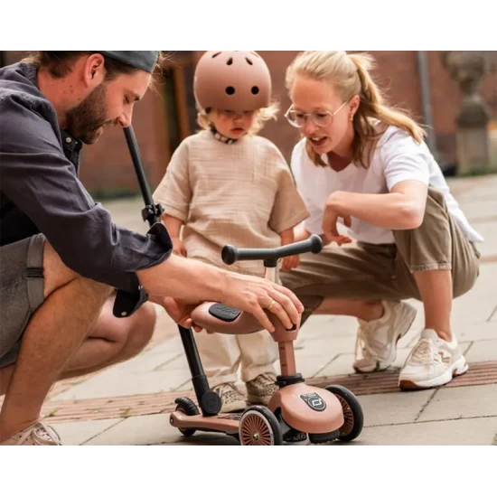 Trotineta copii transformabila 3 in 1 Highwaykick 1 Push and Go Mocha, 1-5 ani, pana la 50 kg, Scoot and Ride