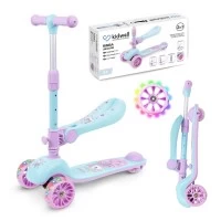 Trotineta copii cu sezut, transformabila 2 in 1, pliabila, cu lumini LED, Rimba Unicorn, 1-5 ani, pana la 50 kg, Kidwell