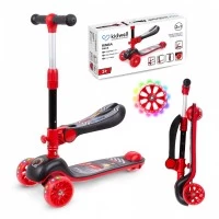 Trotineta copii cu sezut, transformabila 2 in 1, pliabila, cu lumini LED, Rimba Race, 1-5 ani, pana la 50 kg, Kidwell