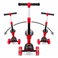 Trotineta copii cu sezut, transformabila 2 in 1, pliabila, cu lumini LED, Rimba Race, 1-5 ani, pana la 50 kg, Kidwell