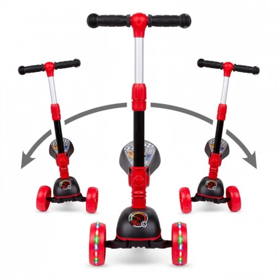 Trotineta copii cu sezut, transformabila 2 in 1, pliabila, cu lumini LED, Rimba Race, 1-5 ani, pana la 50 kg, Kidwell