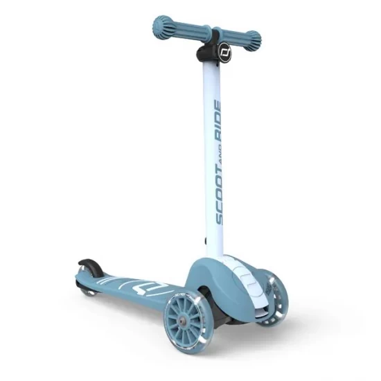 Trotineta copii pliabila, reglabila, roti luminoase, Highwaykick 3S Led Steel, 3+ ani, pana la 50 kg, Scoot and Ride