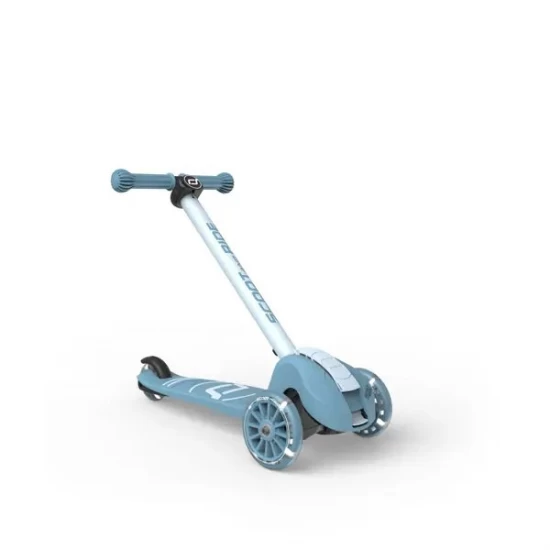 Trotineta copii pliabila, reglabila, roti luminoase, Highwaykick 3S Led Steel, 3+ ani, pana la 50 kg, Scoot and Ride