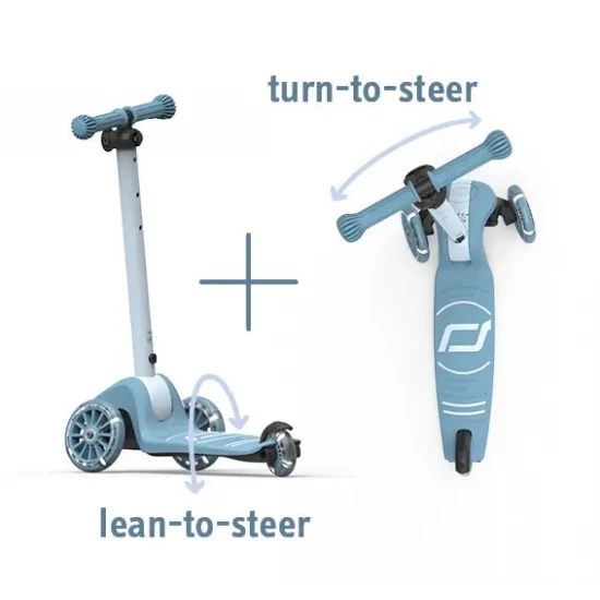 Trotineta copii pliabila, reglabila, roti luminoase, Highwaykick 3S Led Steel, 3+ ani, pana la 50 kg, Scoot and Ride