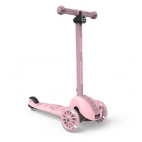 Trotineta copii pliabila, reglabila, roti luminoase, Highwaykick 3S Led Rose, 3+ ani, pana la 50 kg, Scoot and Ride