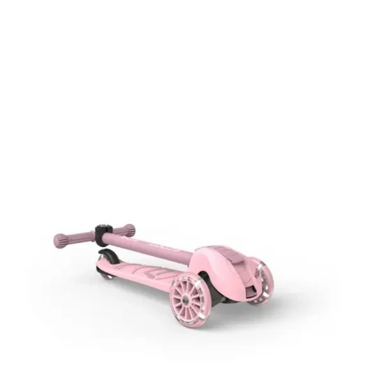 Trotineta copii pliabila, reglabila, roti luminoase, Highwaykick 3S Led Rose, 3+ ani, pana la 50 kg, Scoot and Ride