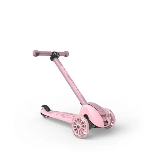 Trotineta copii pliabila, reglabila, roti luminoase, Highwaykick 3S Led Rose, 3+ ani, pana la 50 kg, Scoot and Ride