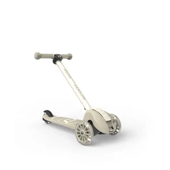 Trotineta copii pliabila, reglabila, roti luminoase, Highwaykick 3S Led Ash, 3+ ani, pana la 50 kg, Scoot and Ride
