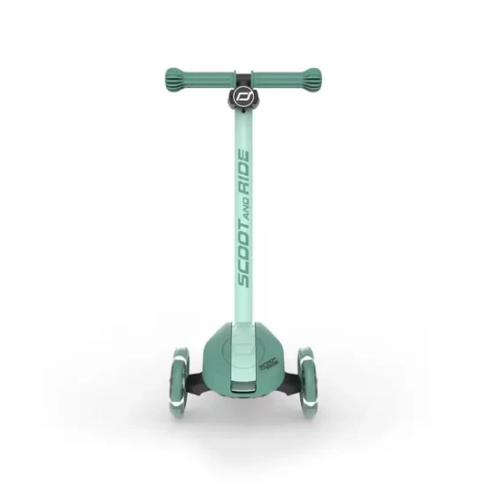 Trotineta copii pliabila, reglabila, roti luminoase, Highwaykick 3S Led Forest, 3+ ani, pana la 50 kg, Scoot and Ride