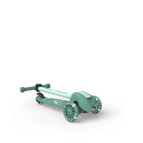 Trotineta copii pliabila, reglabila, roti luminoase, Highwaykick 3S Led Forest, 3+ ani, pana la 50 kg, Scoot and Ride