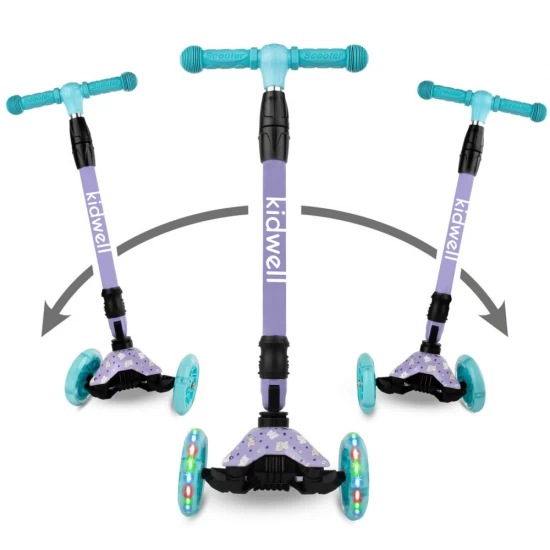 Trotineta copii pliabila, reglabila, roti luminoase, Vento Kitty, 3+ ani, pana la 50 kg, Kidwell