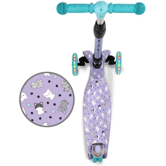 Trotineta copii pliabila, reglabila, roti luminoase, Vento Kitty, 3+ ani, pana la 50 kg, Kidwell