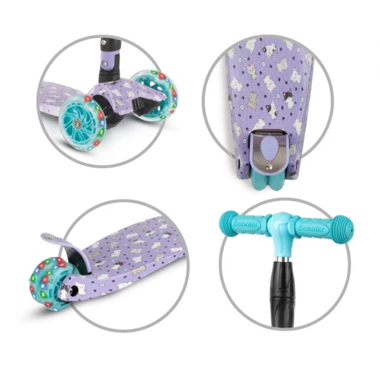 Trotineta copii pliabila, reglabila, roti luminoase, Vento Kitty, 3+ ani, pana la 50 kg, Kidwell