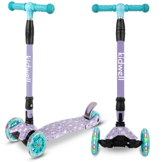 Trotineta copii pliabila, reglabila, roti luminoase, Vento Kitty, 3+ ani, pana la 50 kg, Kidwell