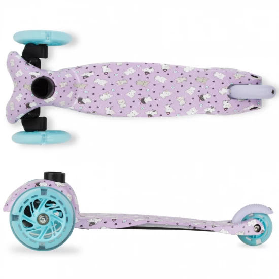 Trotineta copii, reglabila, roti luminoase, Uno Kitty, 3+ ani, pana la 25 kg, Kidwell