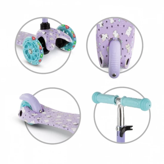 Trotineta copii, reglabila, roti luminoase, Uno Kitty, 3+ ani, pana la 25 kg, Kidwell