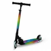 Trotineta cu 2 roti pentru copii, 3 in 1, pliabila, reglabila, cu iluminare LED incorporata, Mido Black, 5 ani+, pana la 100 kg, Kidwell
