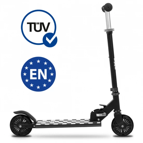 Trotineta pliabila, WXM, SKIPO Chess, aluminiu, roti LED 120mm, pana la 50 kg, alb negru