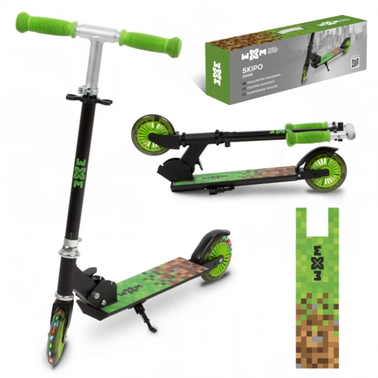 Trotineta pliabila, WXM, SKIPO Game, aluminiu, roti LED 120mm, pana la 50 kg, multicolor