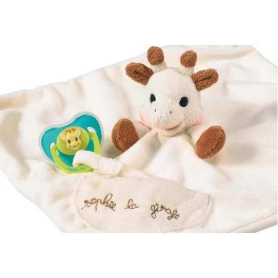 Jucarie bebelusi doudou cu suport suzeta Girafa Sophie