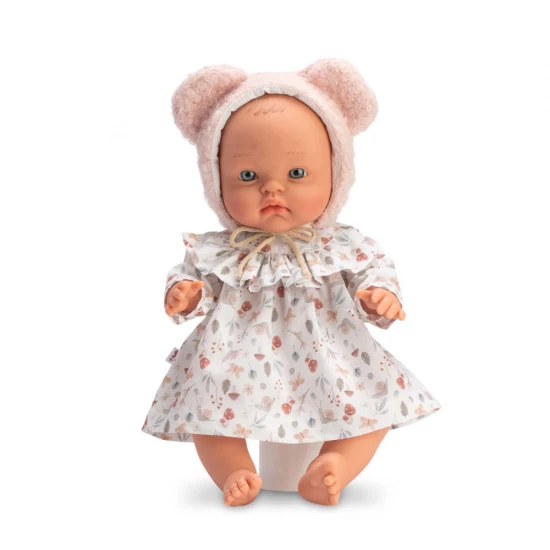 Bebelus Alex cu rochita si caciulita cu urechi 36 cm Bebelus Alex cu rochita si caciulita cu urechi 36 cm