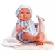 Bebelus Pablo cu costumas albastru si paturica bej 43 cm Bebelus Pablo cu costumas albastru si paturica bej 43 cm