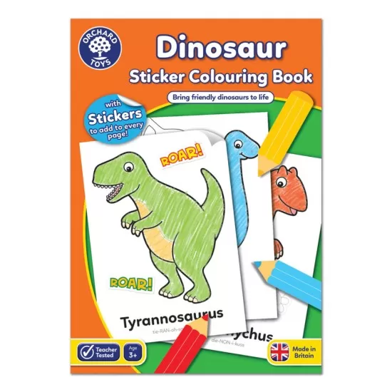 Carte de colorat cu activitati in limba engleza si abtibilduri Dinozaur Carte de colorat cu activitati in limba engleza si abtibilduri Dinozaur