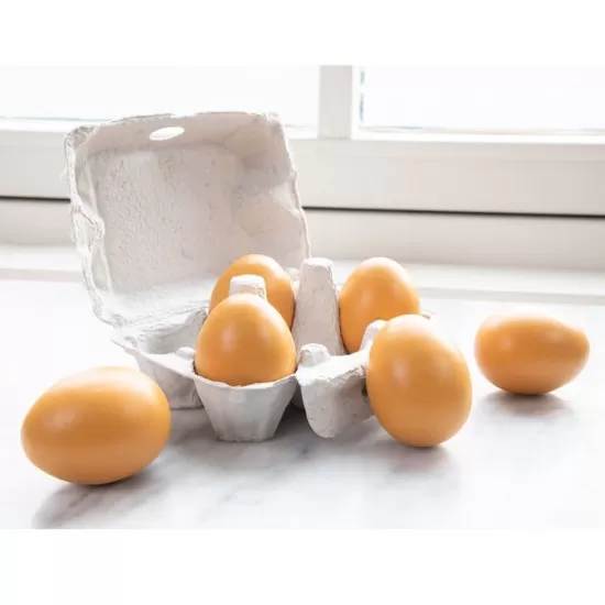 Set de joaca din lemn - Carton cu 6 oua Set de joaca din lemn - Carton cu 6 oua