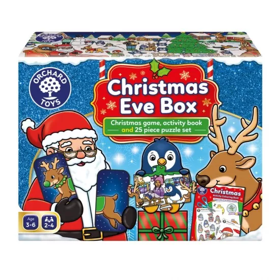 Cutie 3 in 1 Ajunul Craciunului - Joc educativ, puzzle si carte de colorat cu activitati Cutie 3 in 1 Ajunul Craciunului - Joc educativ, puzzle si carte de colorat cu activitati