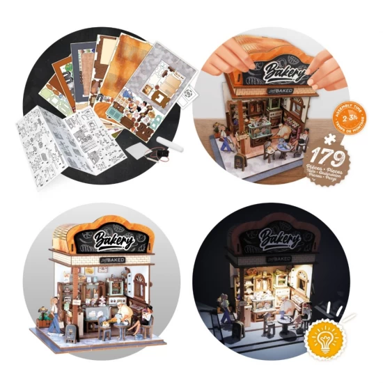 Puzzle 3D Diorama - Brutarie cu iluminare LED