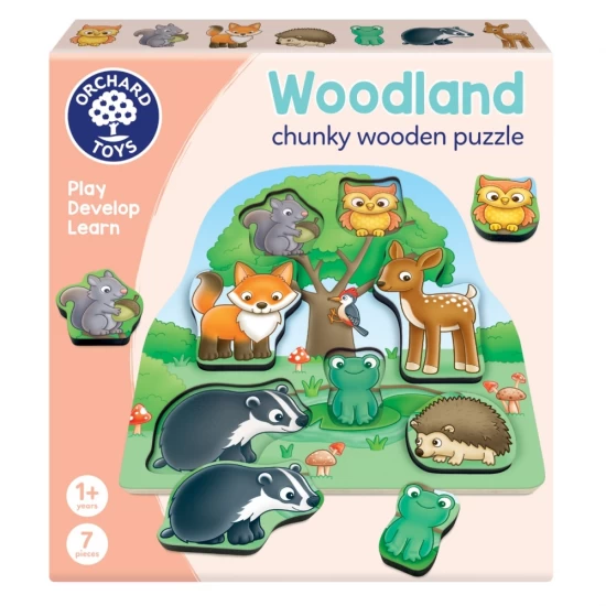 Joc educativ puzzle cu 7 piese de lemn - In padure Joc educativ puzzle cu 7 piese de lemn - In padure