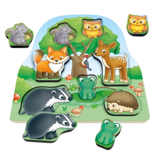 Joc educativ puzzle cu 7 piese de lemn - In padure Joc educativ puzzle cu 7 piese de lemn - In padure