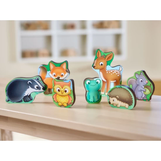 Joc educativ puzzle cu 7 piese de lemn - In padure Joc educativ puzzle cu 7 piese de lemn - In padure