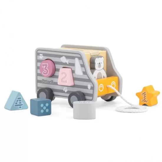 Jucarie de tras sortator forme geometrice Camion PolarB Jucarie de tras sortator forme geometrice Camion PolarB
