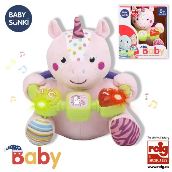 Jucarie interactiva bebe cu activitati si lumini 20 cm - Unicorn Jucarie interactiva bebe cu activitati si lumini 20 cm - Unicorn