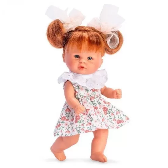 Papusa Bomboncin cu rochita cu guleras alb 20 cm Papusa Bomboncin cu rochita cu guleras alb 20 cm